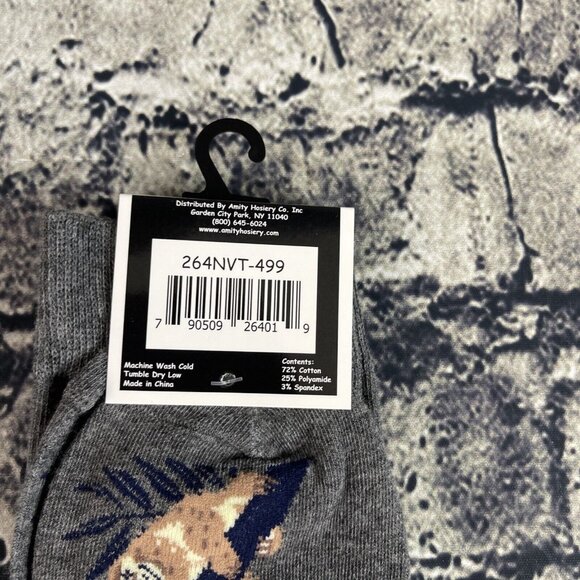 Fun Circle Men's Gray Sloth Sox size 10-13 Crew Socks 1 Pair Shoe sz 6-12 - Picture 6 of 7